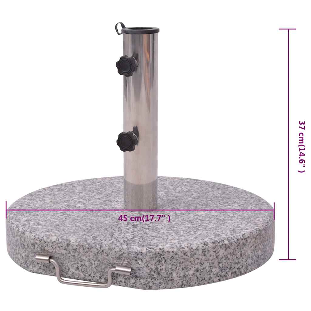 Parasol Stand | Grey | Polished granite and stainless steel | 45 cm