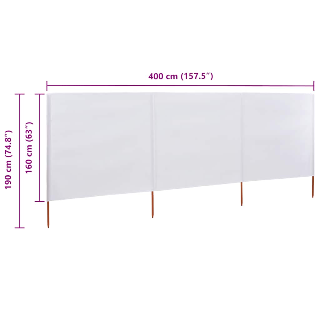 Wind Screen | Sand White | Non-woven fabric | 400 x 160 cm | Collapsible