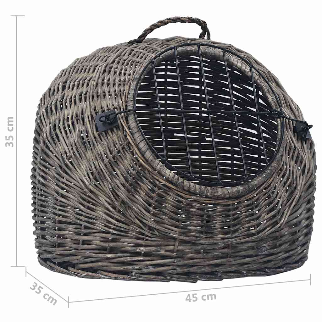 170904 vidaXL Cat Transporter Grey 45x35x35 cm Natural Willow