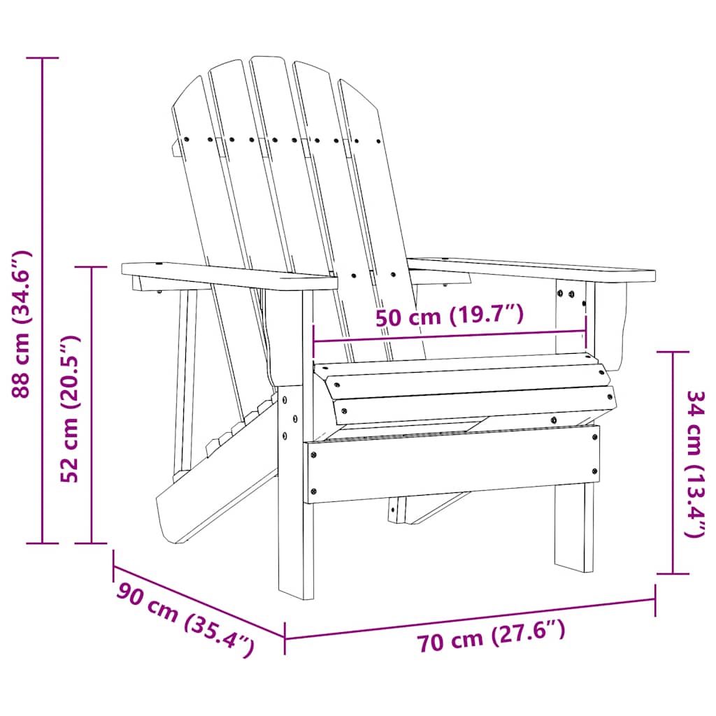 Garden Adirondack Chair Solid Fir Wood Yellow