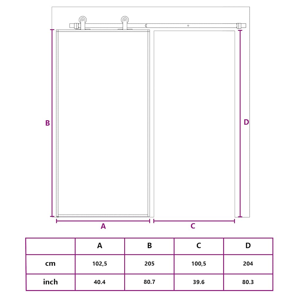 Sliding Door Black 102.5x205 cm ESG Glass and Aluminium