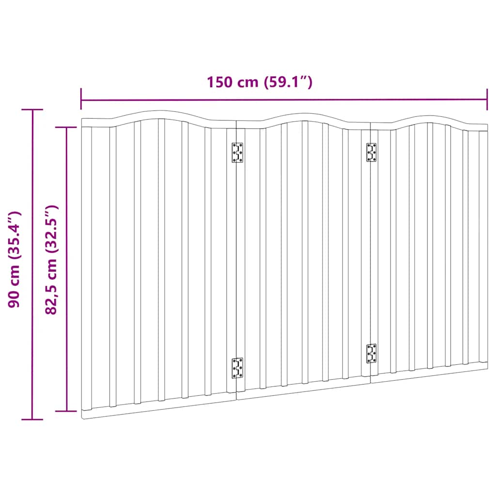 Dog Gate Foldable 3 Panels White 150 cm Poplar Wood