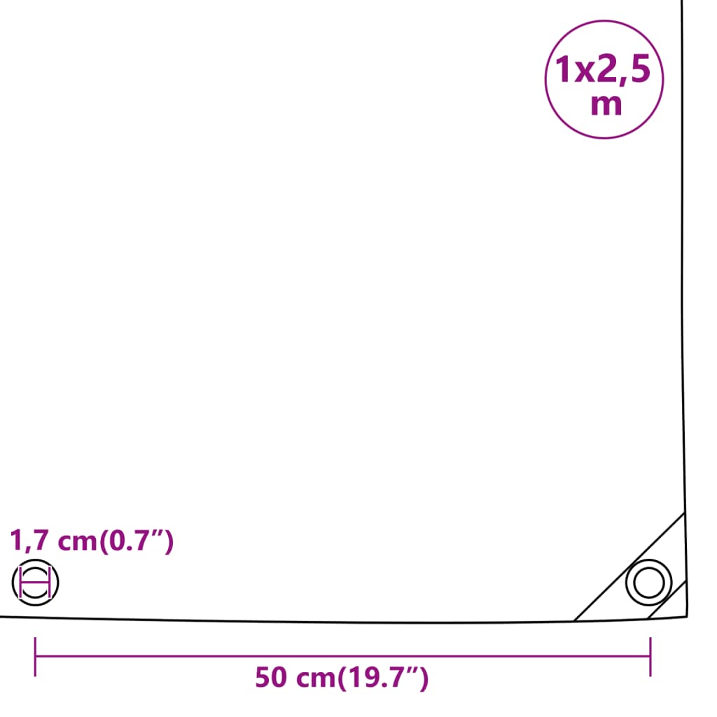 Tarpaulin 650g / m² White 1 x 2.5 m Canvas with PVC Coating