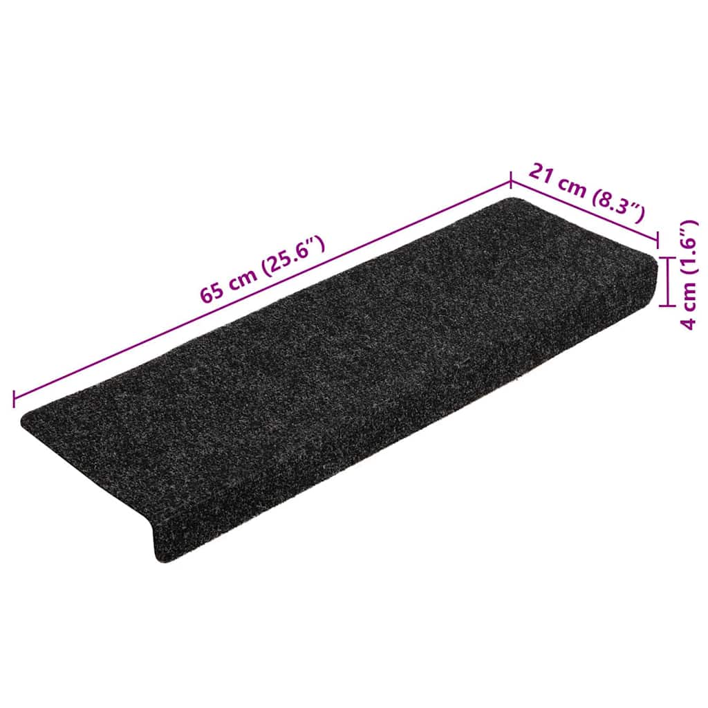 Stair Mats Self-adhesive 20 pcs 65x21x4 cm Black