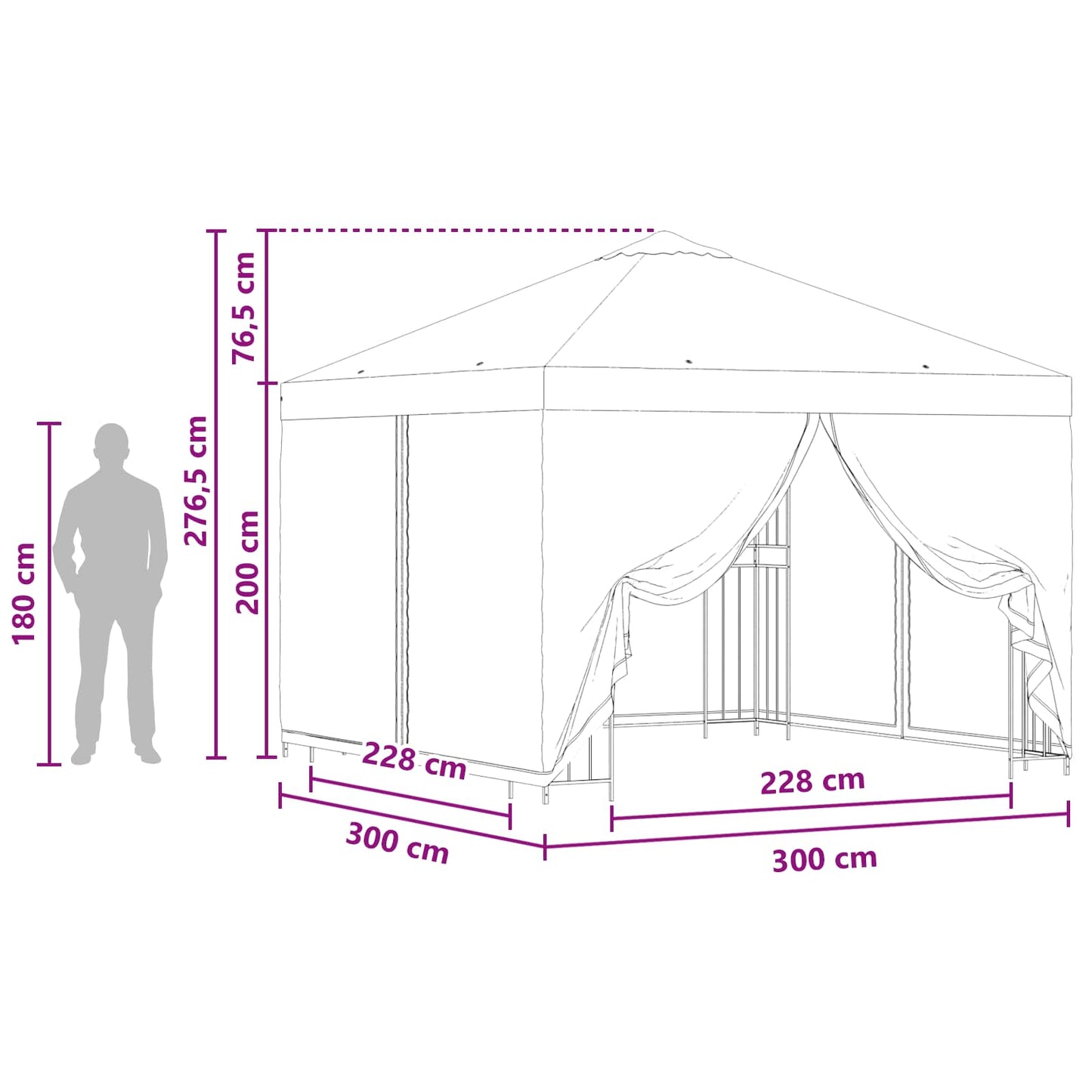 Garden Gazebo with Sidewalls 3 x 3 m Taupe Polyester and Steel