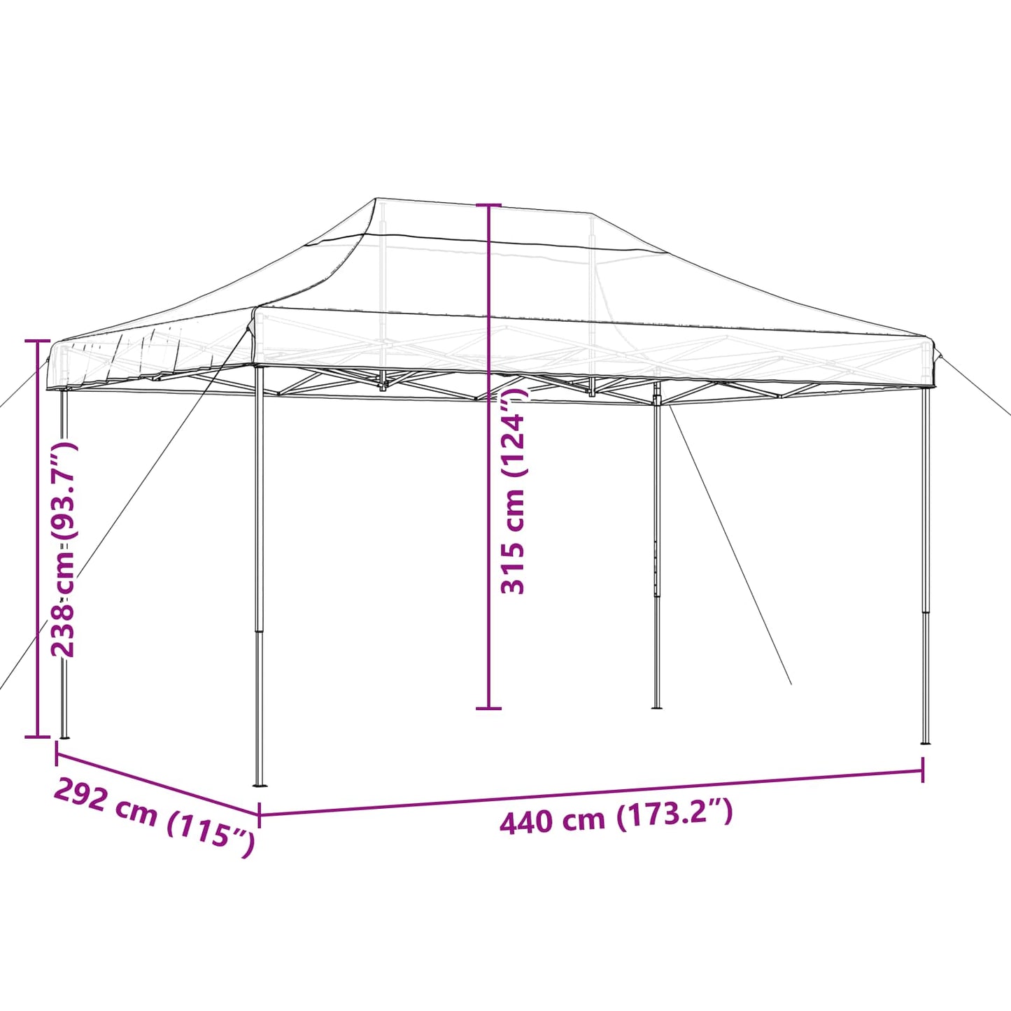 Party Tent 292 x 440 x 315 cm Burgundy Oxford Fabric