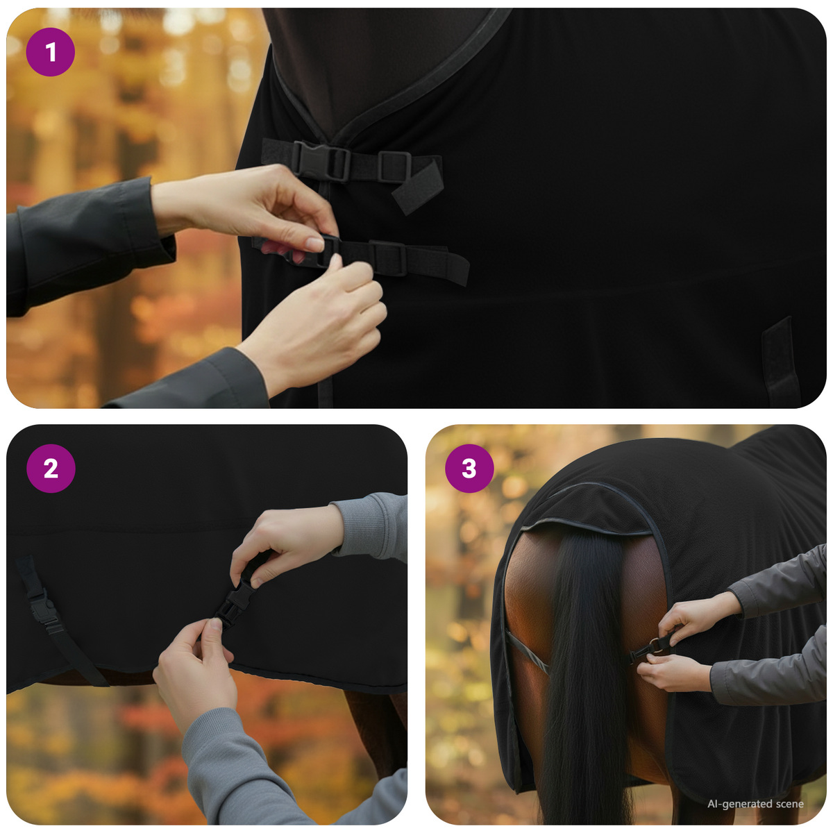 Horse Blanket Black 165 cm Polyester Fleece
