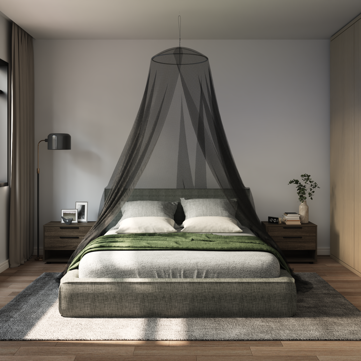 Mosquito Net for Bed 156 mesh Black ⌀56 x 220 cm Polyester