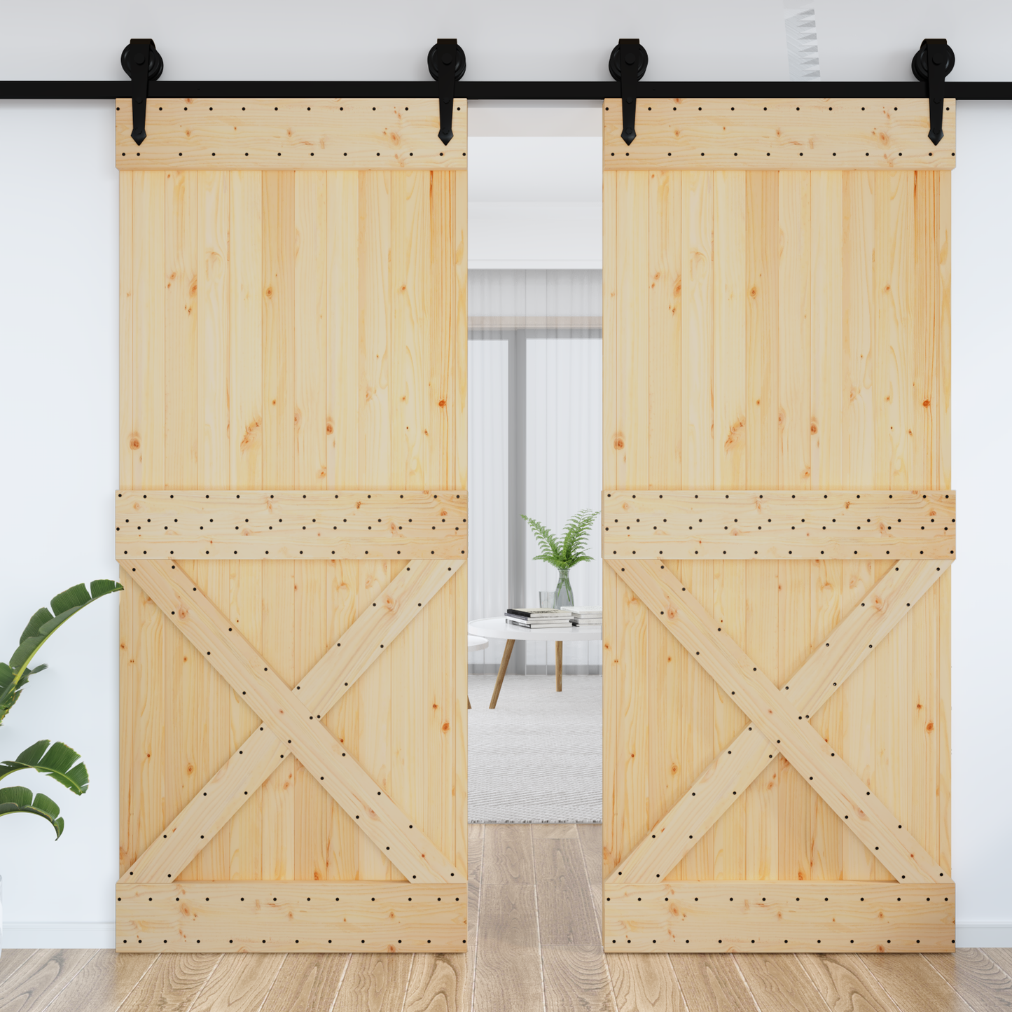 Door NARVIK 95 x 210 cm Solid Pine Wood (Untreated) Natural