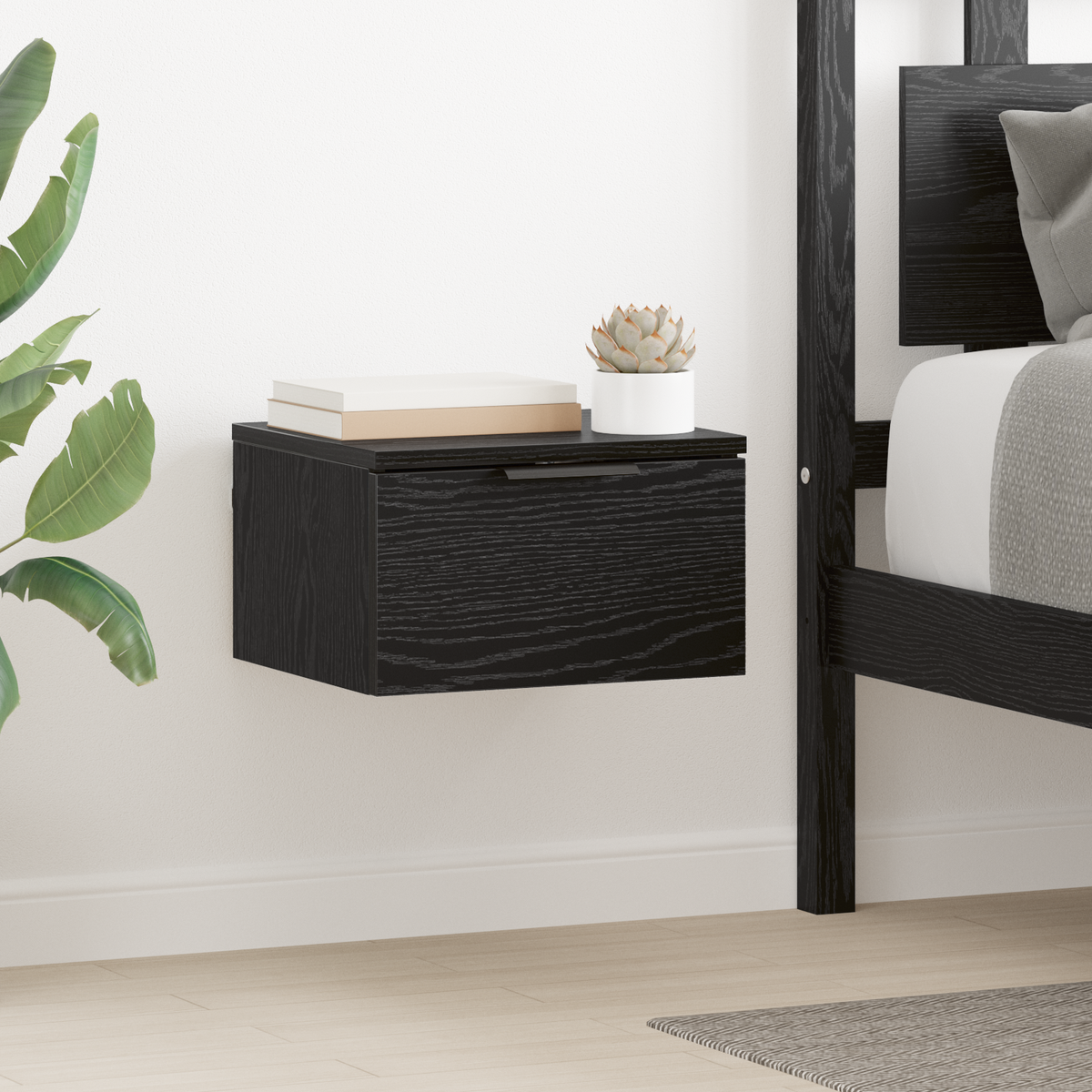 Bedside Cabinet 2 pcs Black Oak 34 x 30 x 20 cm Engineered Wood