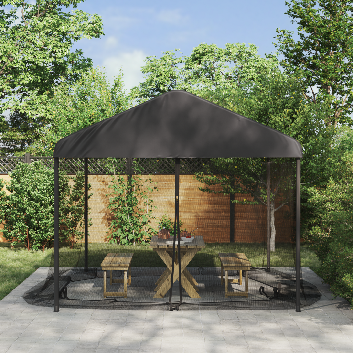Mosquito Net for Gazebo 220 mesh Black 3.6 x 3.6 x 2 m