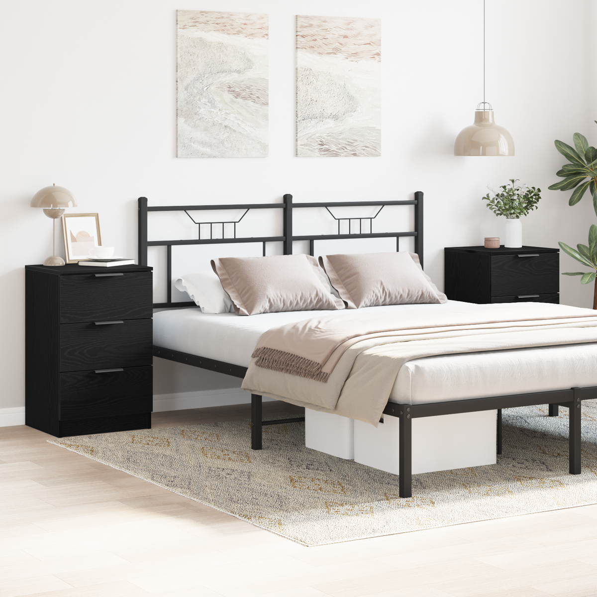 Bedside Cabinet 2 pcs Black Oak 40 x 65 x 65 cm Engineered Wood