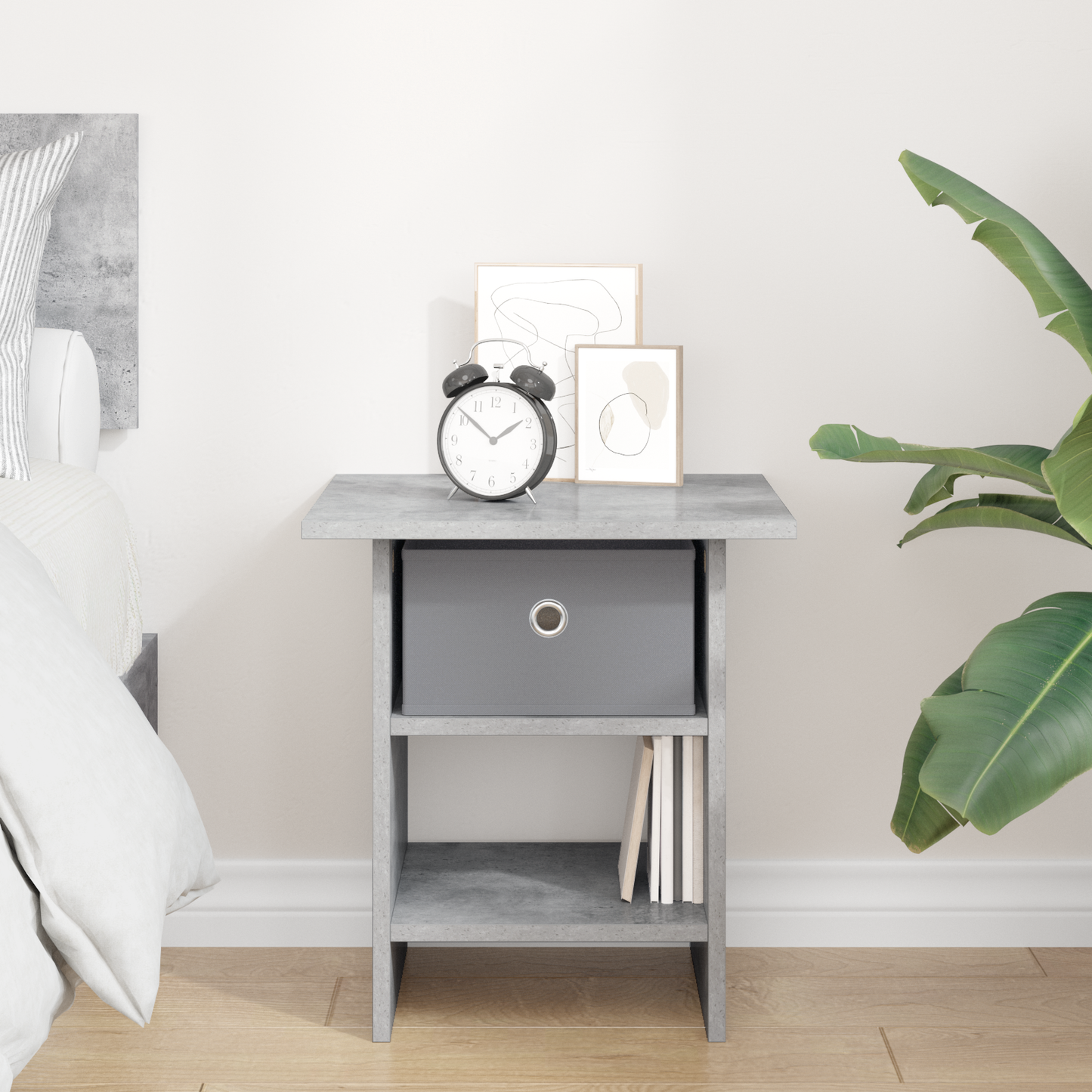 Bedside Table Concrete Grey 41 x 40 x 45 cm Engineered Wood