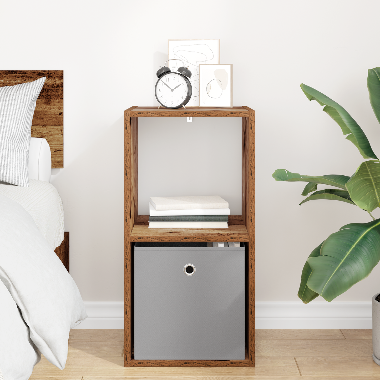 Bedside Table Old Wood 35 x 32 x 68.5 cm Engineered Wood
