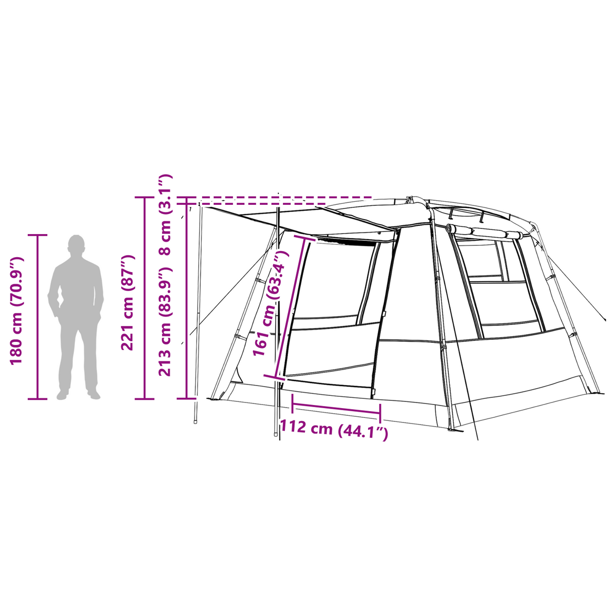 Party Tent 10-Person Blue 185T Polyester with PU Coating