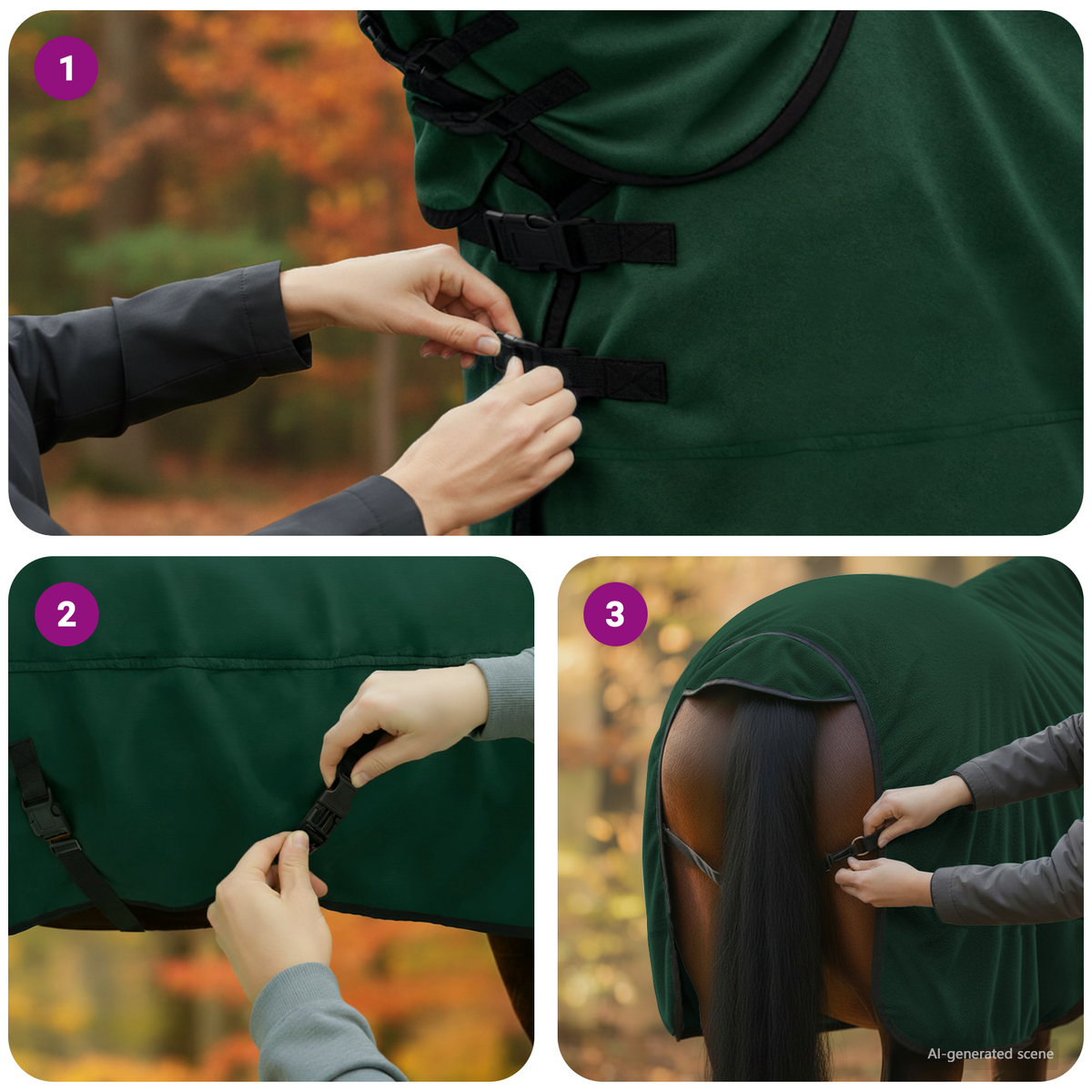 Horse Blanket Dark Green 155 cm Polyester Fleece