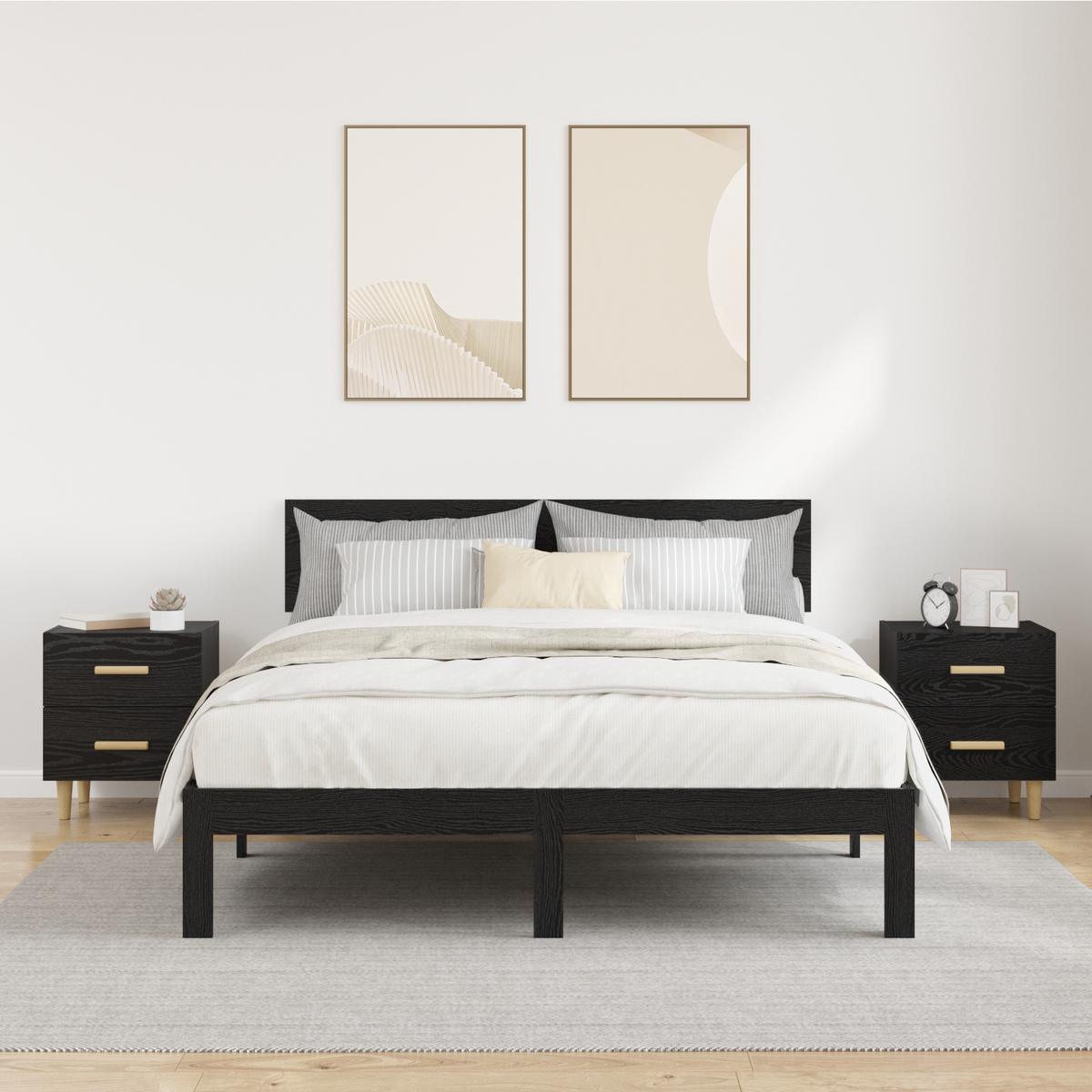 Bed Cabinet 2 pcs Black Oak 40 x 35 x 47.5cm Engineered Wood