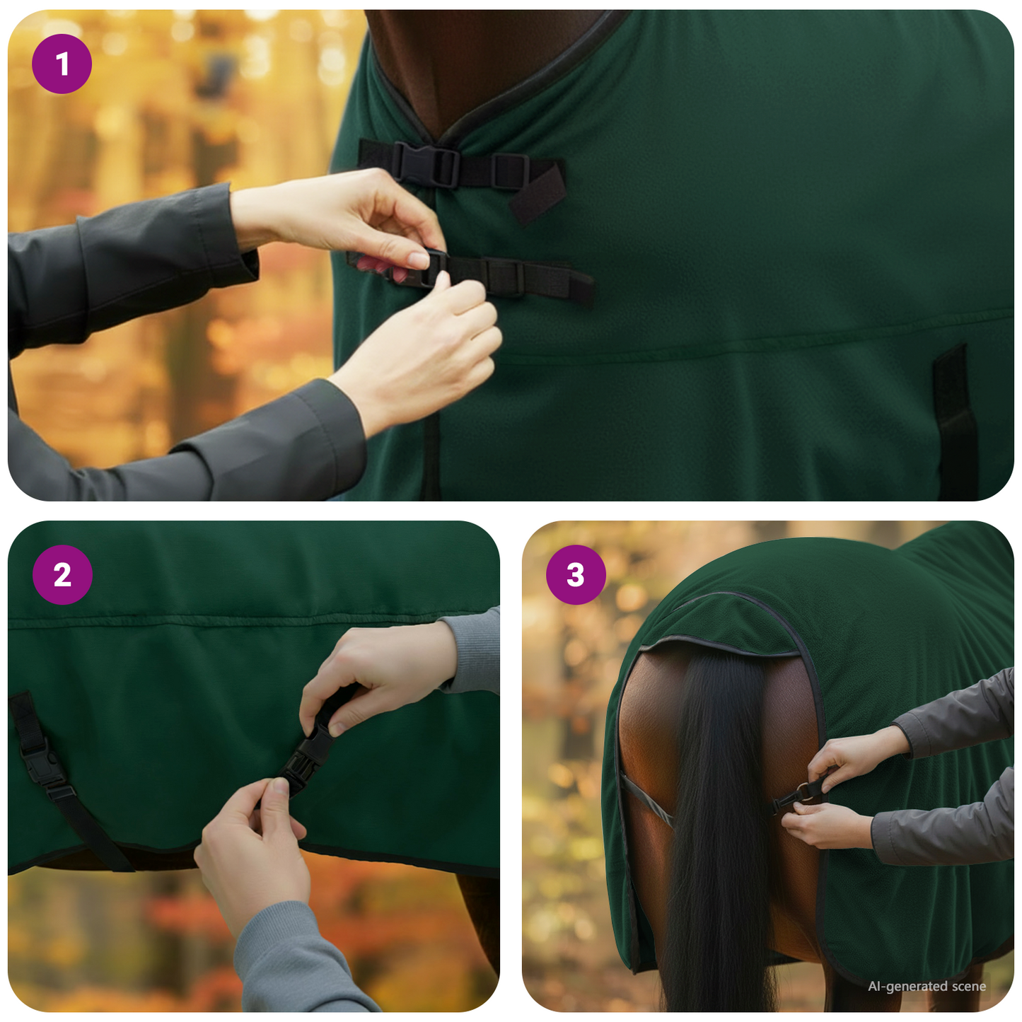 Horse Blanket Full Dark Green 135 cm Polyester Fleece