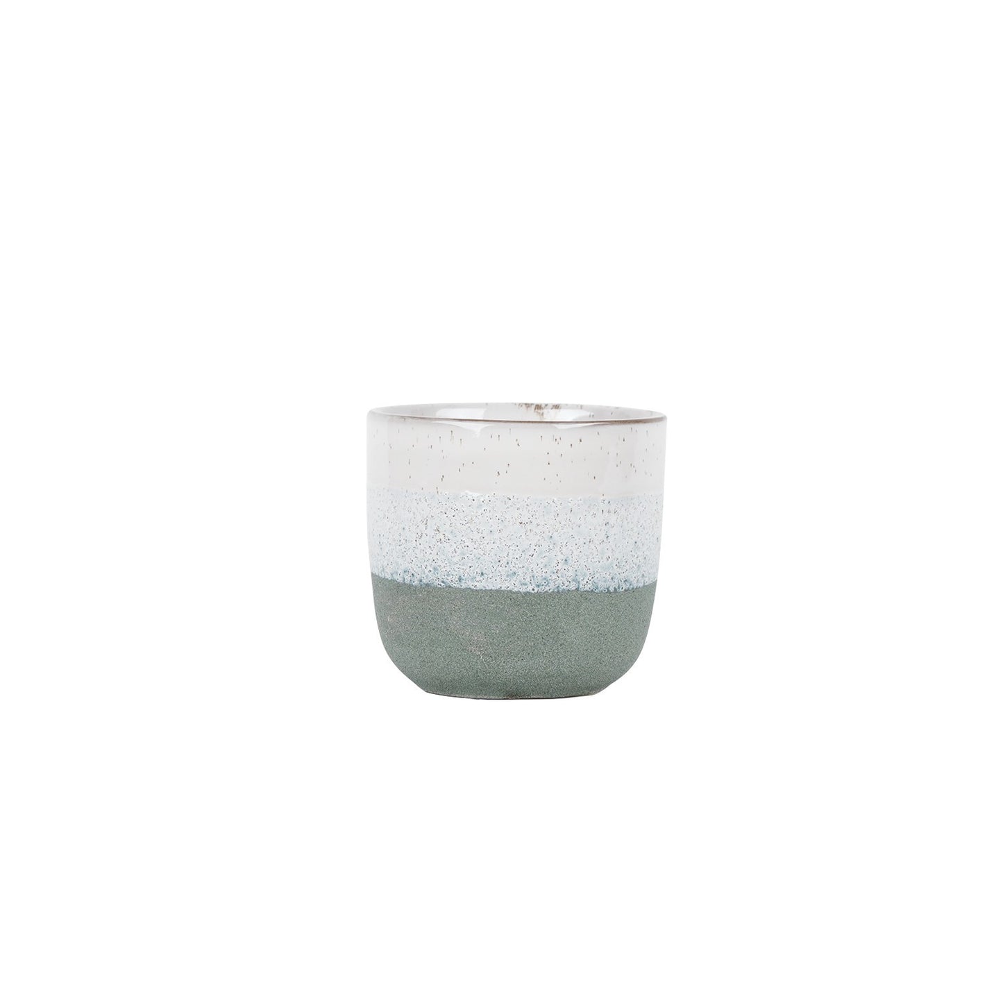 Hortus Green &amp; White Bordeaux Stoneware Pot  (12cm H x 13cm Dia)