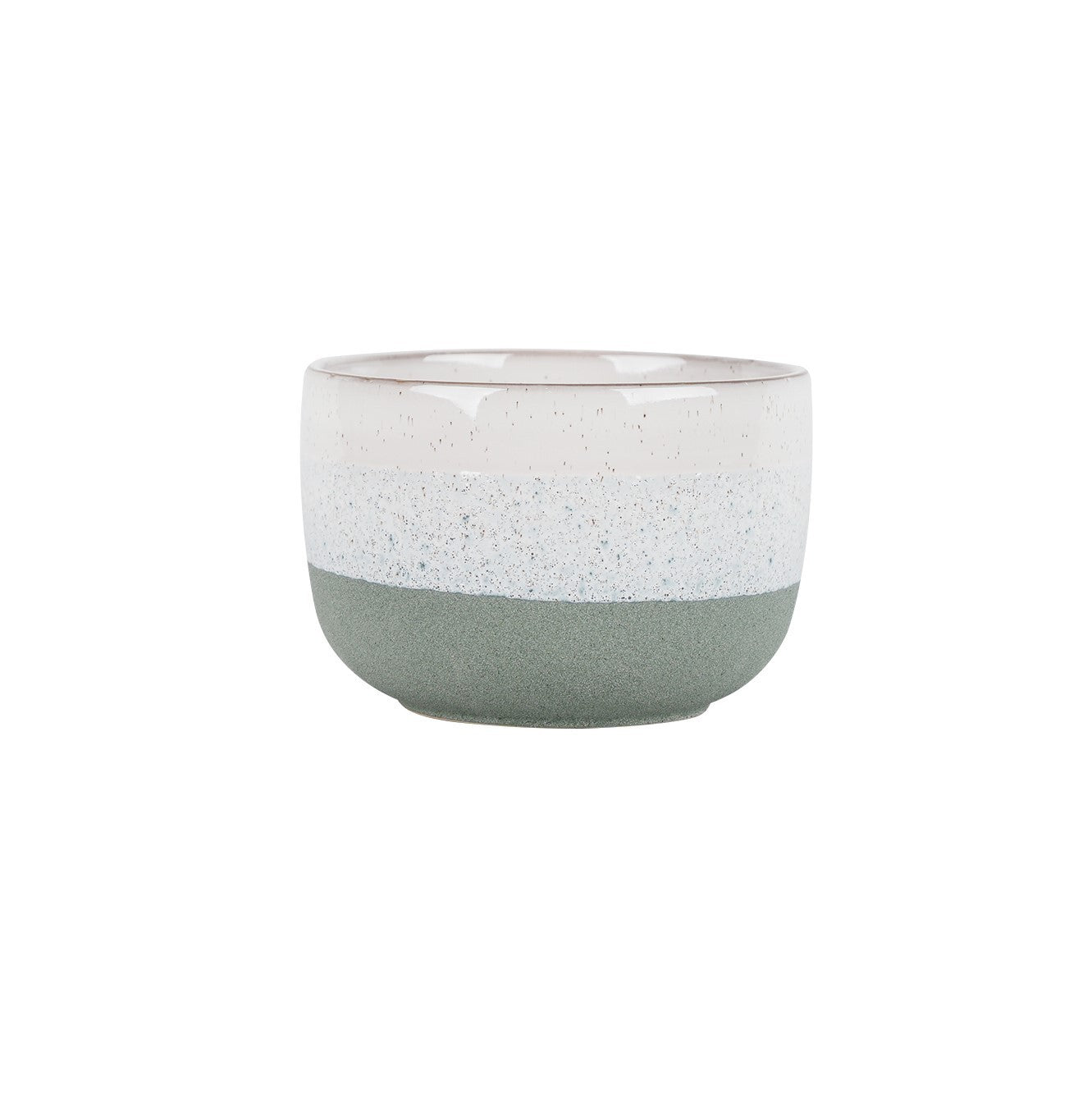 Hortus Green &amp; White Bordeaux Stoneware Pot (12cm H x 17cm Dia)