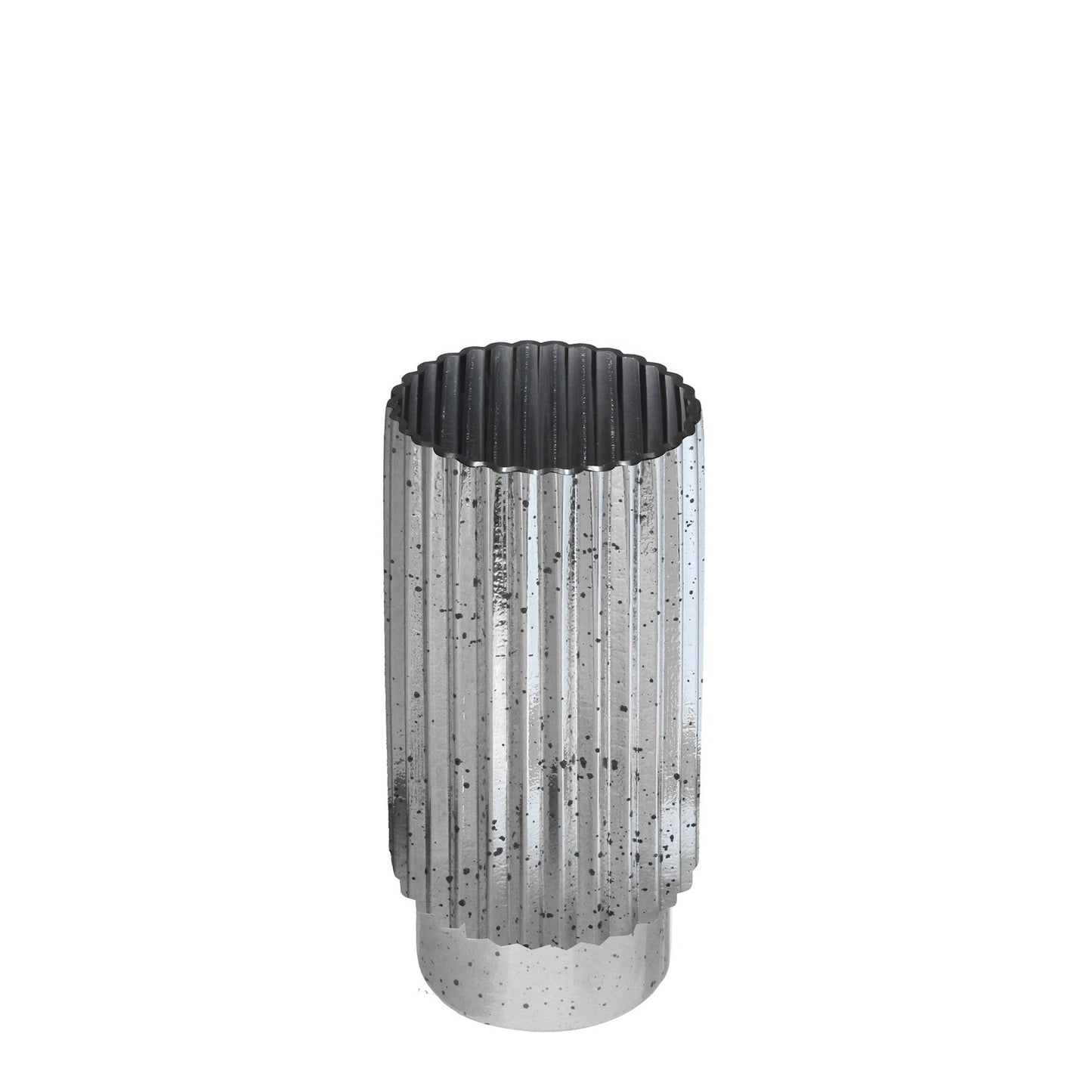 Silver Tonal Ribbed Cylinder VaseÂ (30cm)