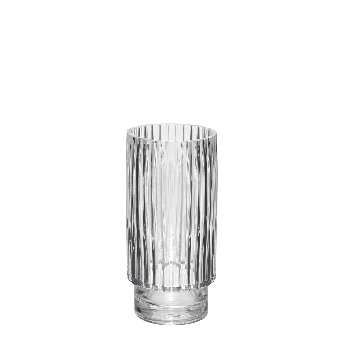 Clear Vase Wide Ribbed (20cm x 9.5cm)