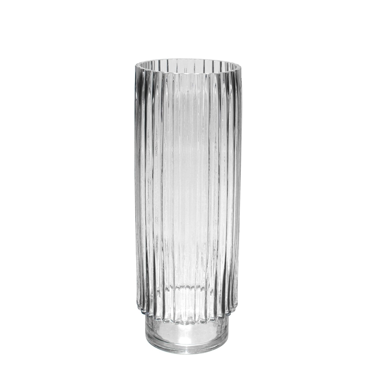 Clear Wide Ribbed Glass Vase (40cm)
