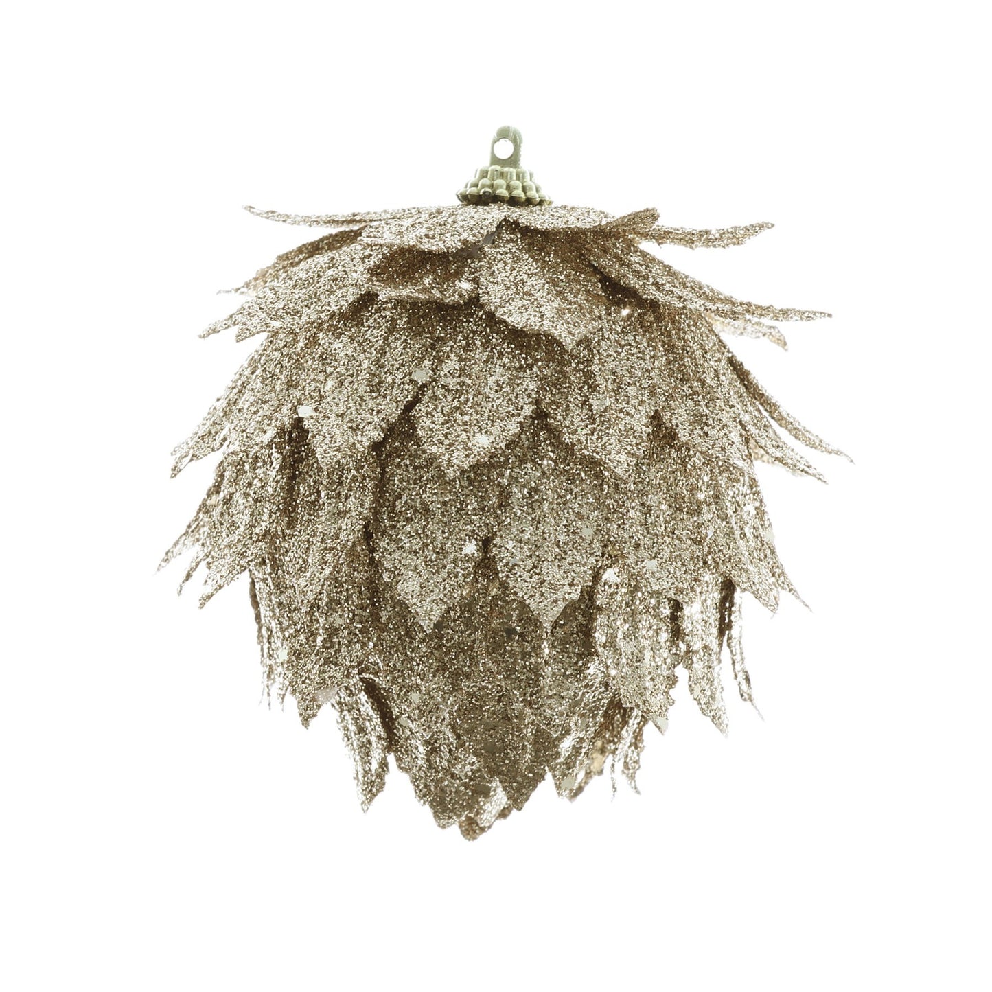 Glitter Floral Hanging Decoration - Gold (10cm)
