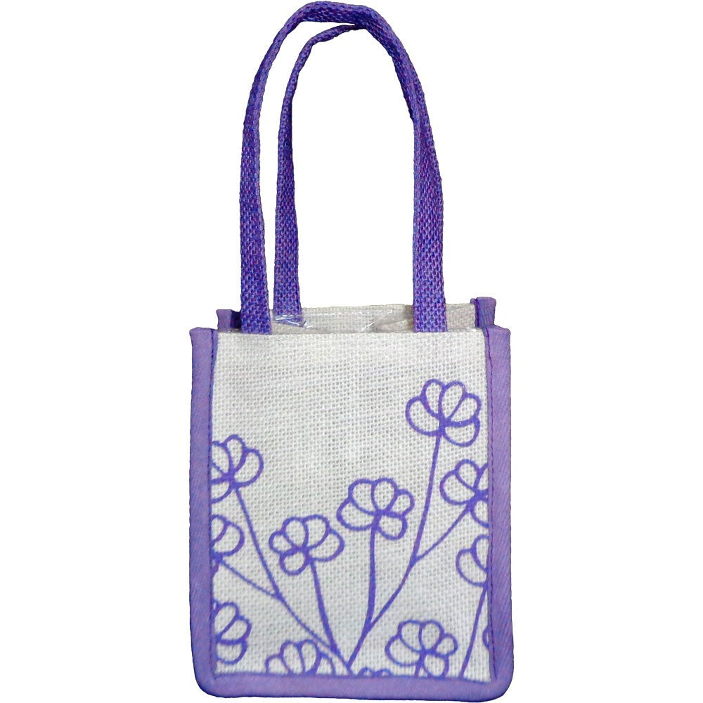 Jute Plant Bag - Floral Art Purple