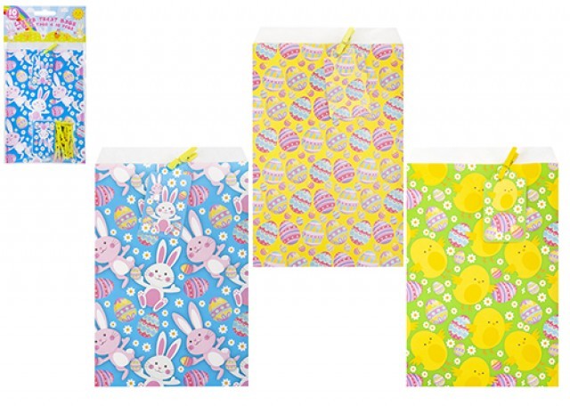 Pack Of 10 Mini Paper Easter Treat Bags With Pegs &amp; Tags