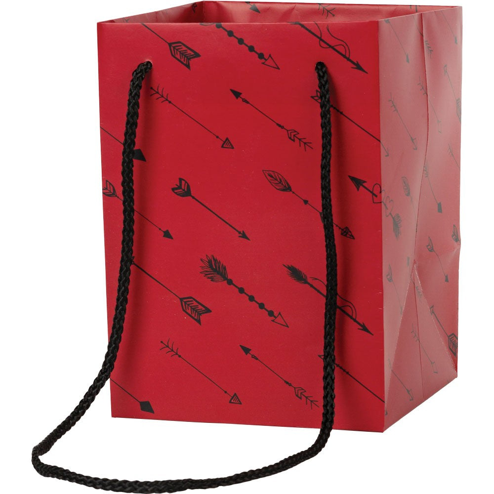 Red/Black Cupids Arrow Hand Tie Gift Bag (30 Pack)