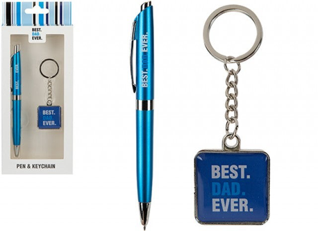 Blue Best Dad Ever Pen and Keyring Set