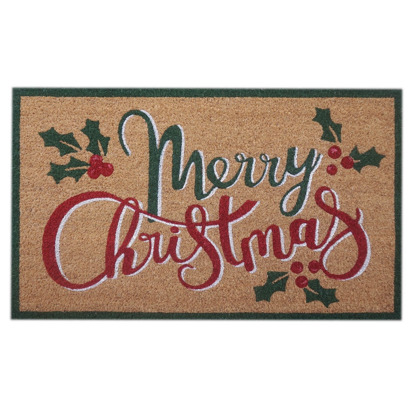 Merry Christmas with Holly Doormat (45x75cm)