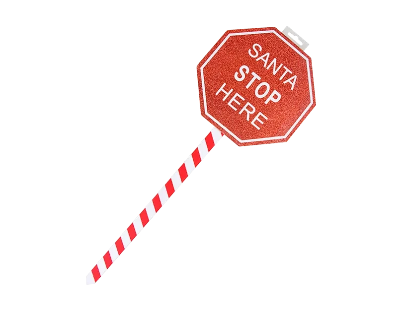 Red Santa Stop Here Sign