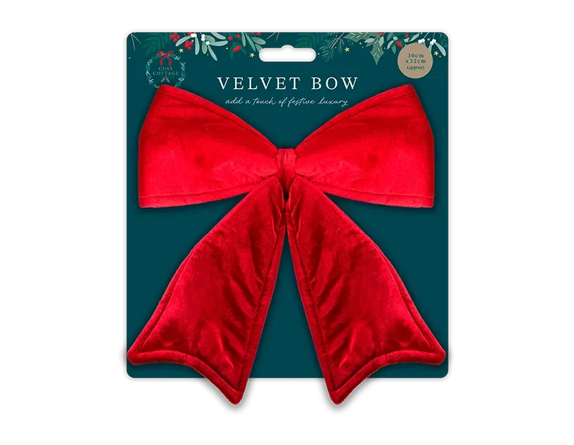 Red Velvet Bow Decoration (32cm)