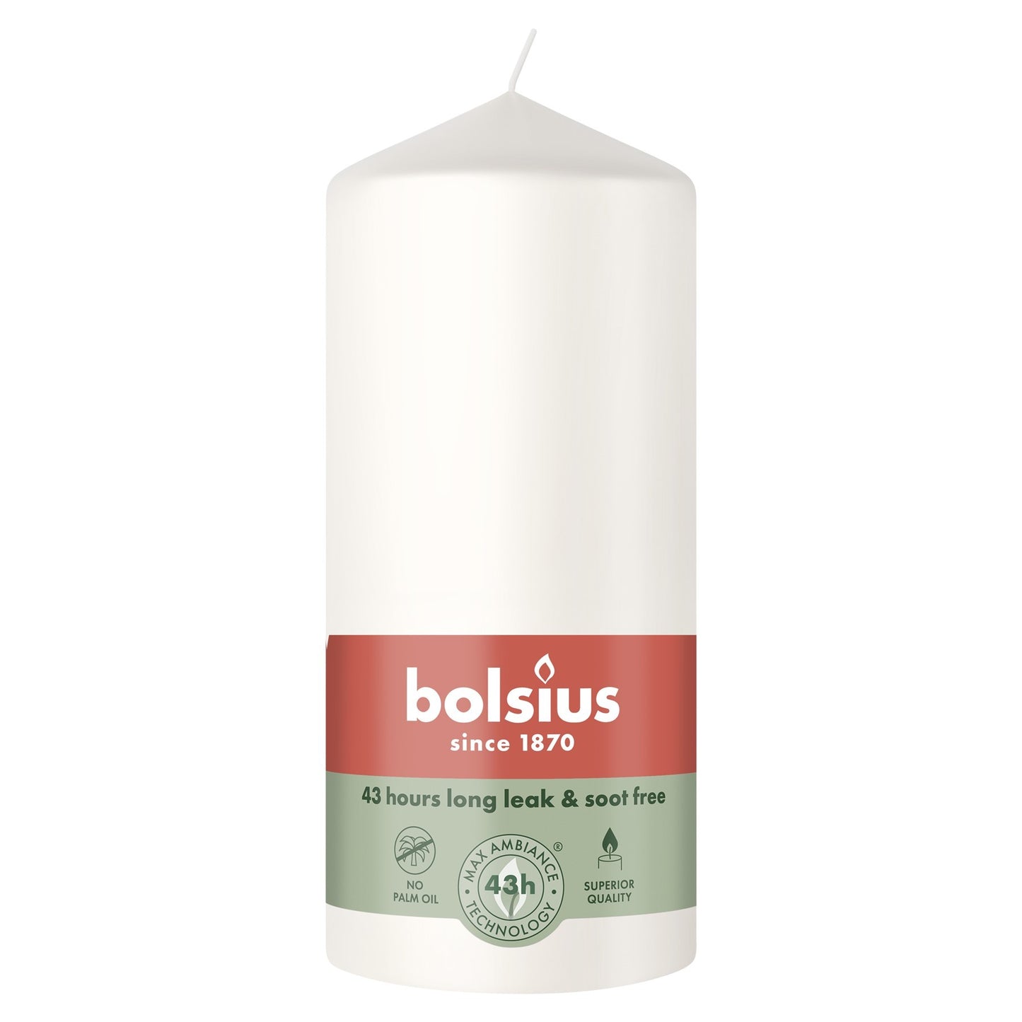 Cloudy White Bolsius Pillar Candle (130 x 68mm)