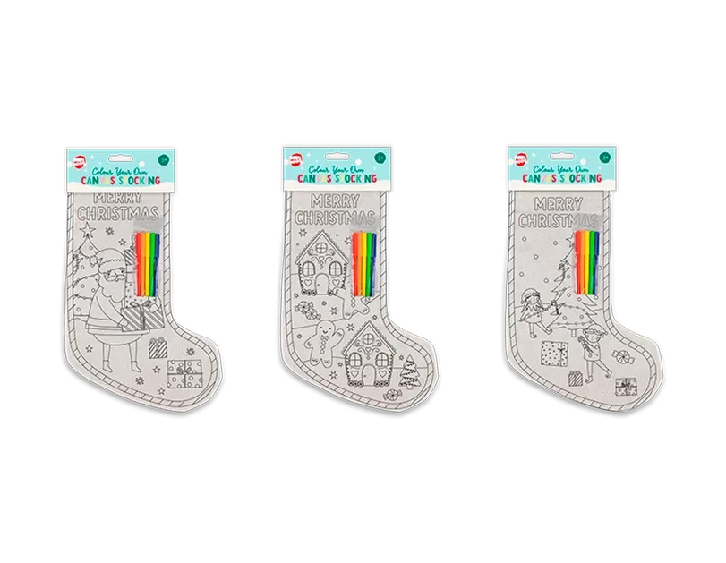Christmas Colour Your Own Canvas Stocking