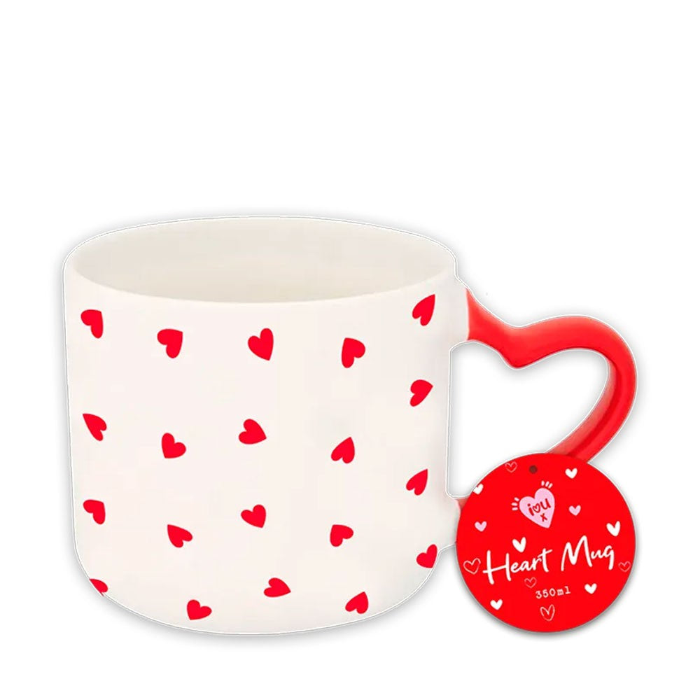 Valentines Heart Handle &amp; Heart Print Mug