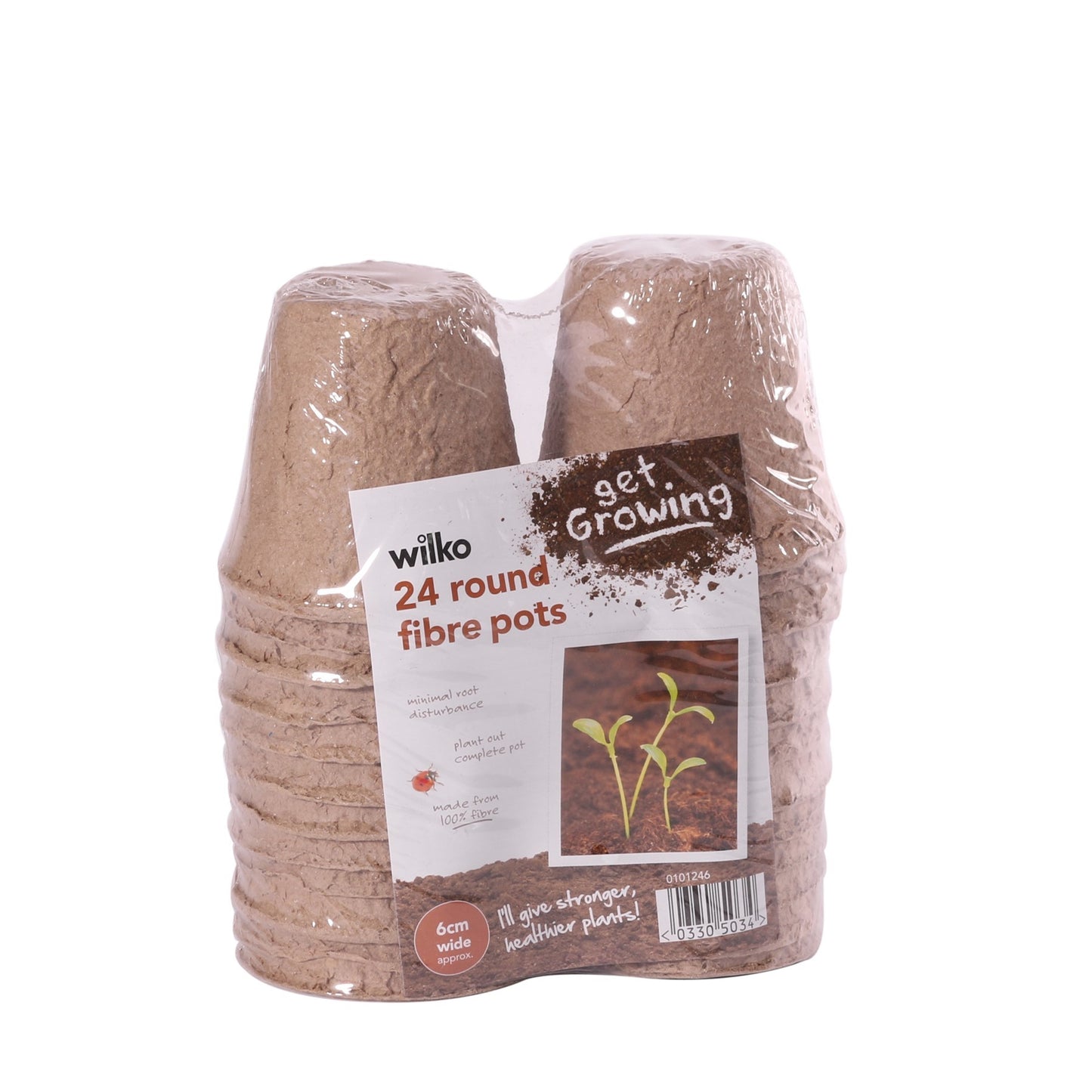 6cm Round Brown Fibre Pots (x24)