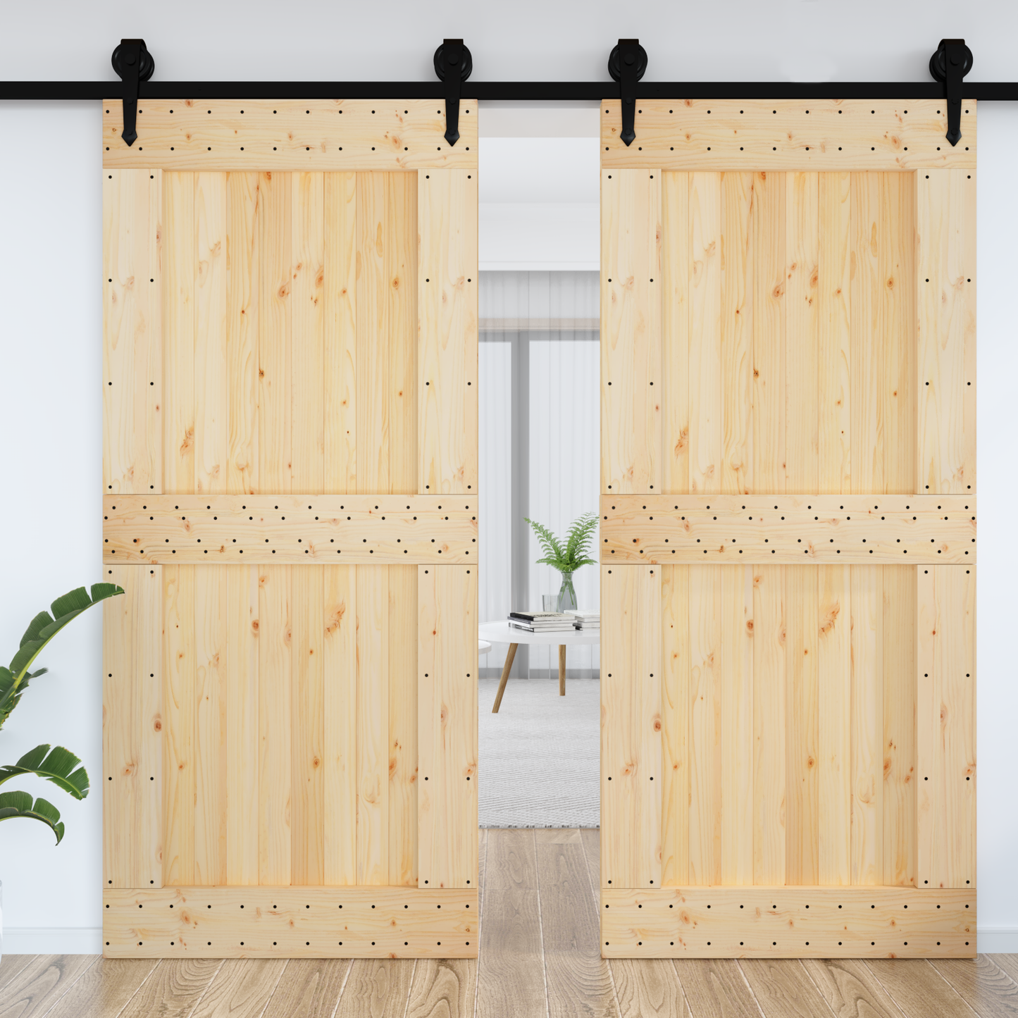 Door NARVIK 100 x 210 cm Solid Pine Wood (Untreated) Natural
