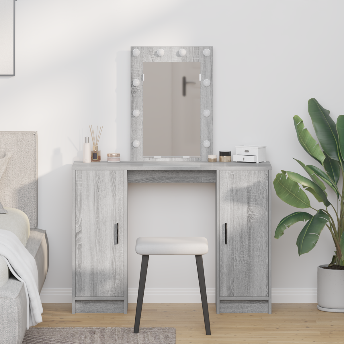 Dressing Table Grey 102 x 33 x 135 cm Engineered Wood