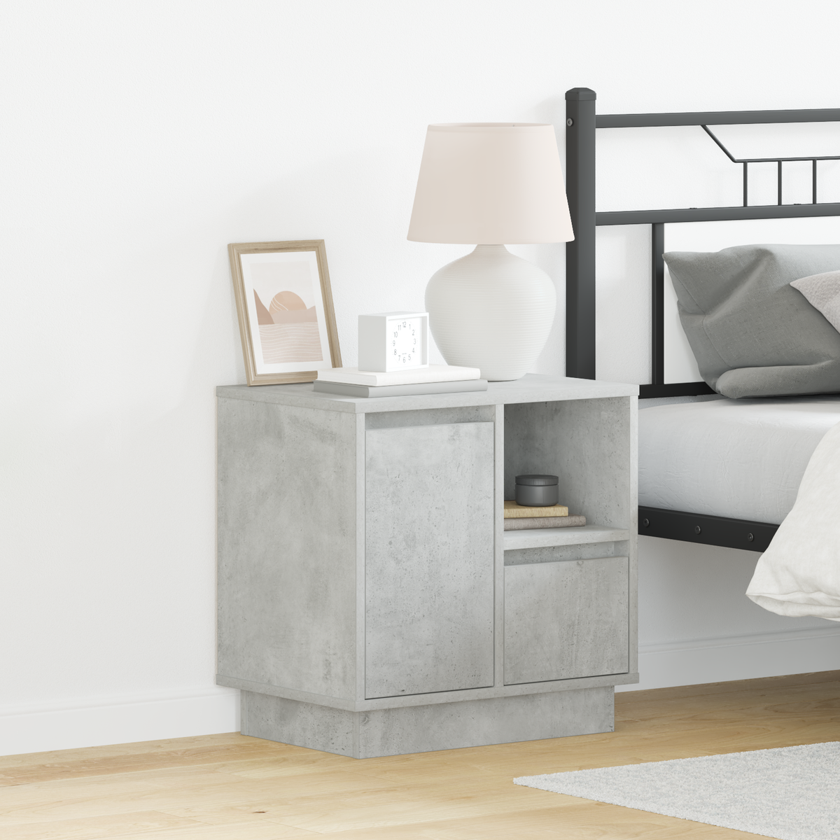 Bedside Cabinet Concrete Grey 50 x 34.5 x 50 cm Engineered wood