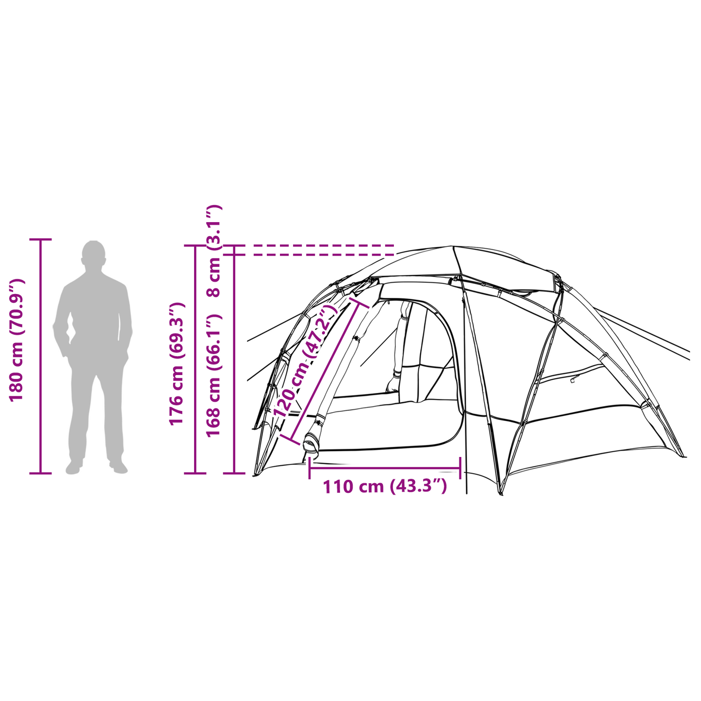 Dome Tent with Removable Rainfly 4-Person Blue