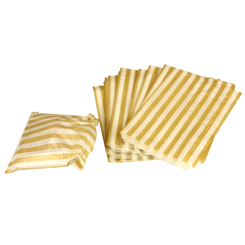Gold Small Candy Stripe Sweet Bags