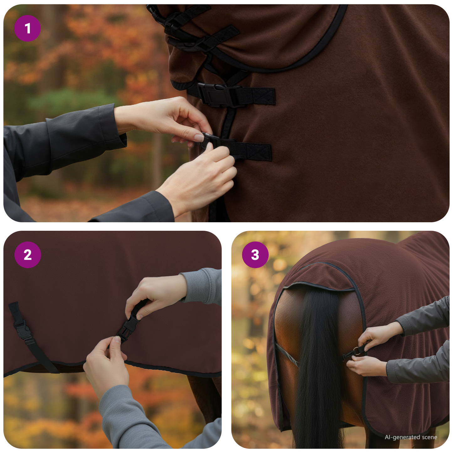 Horse Blanket Full Dark Brown 85 cm Polyester Fleece