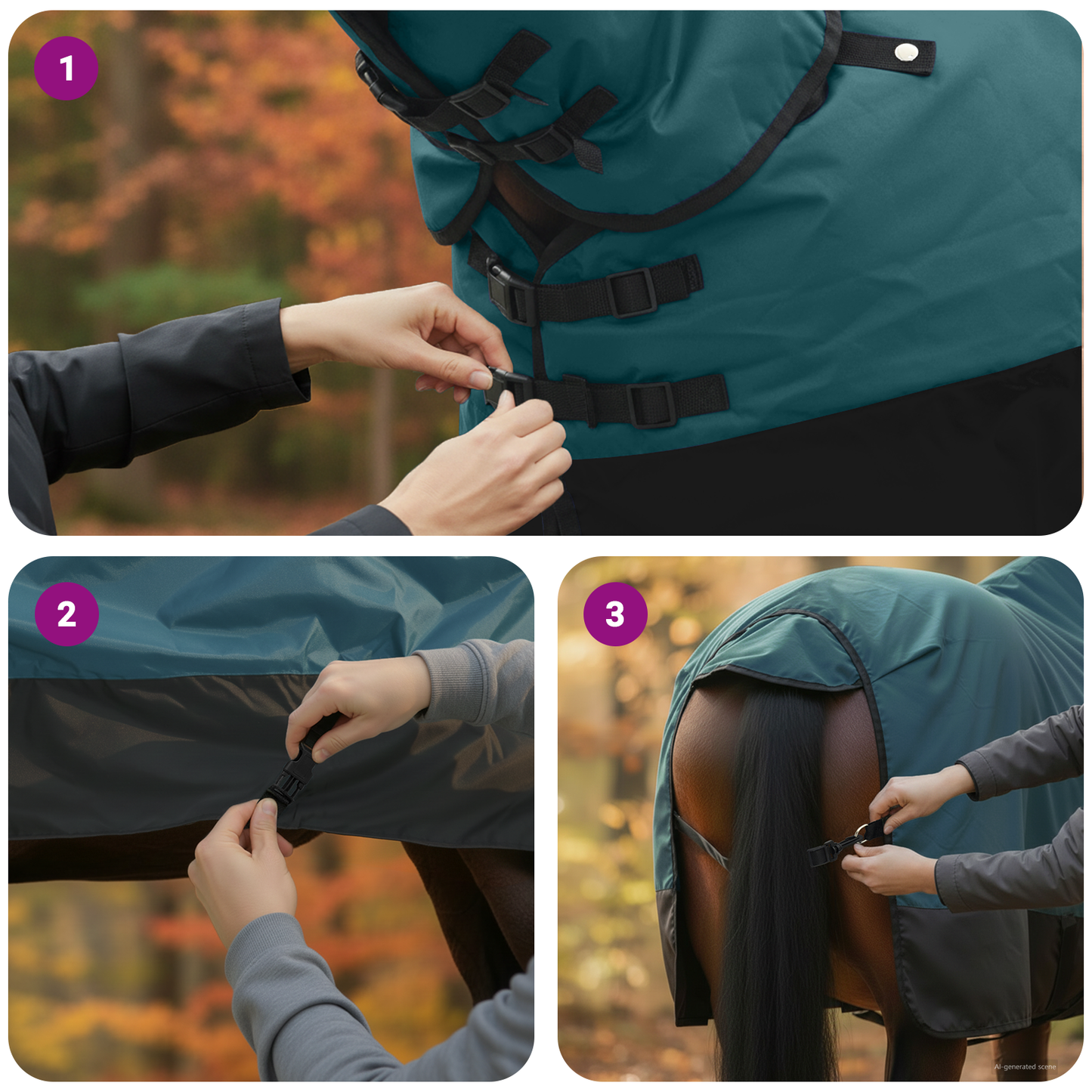 Horse Blanket Dark Green and Black 75 cm Polyester