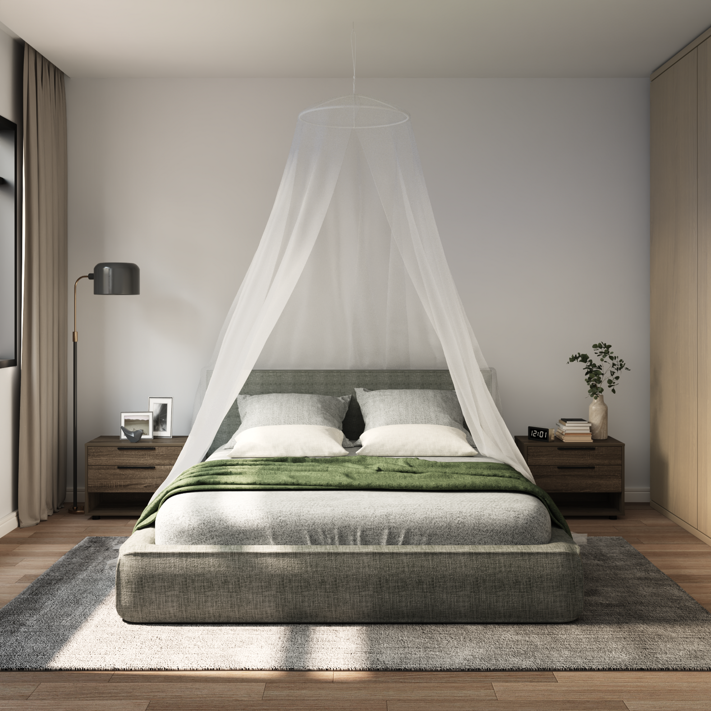 Mosquito Net for Bed 3 pcs 156 mesh White ⌀56 x 220 cm