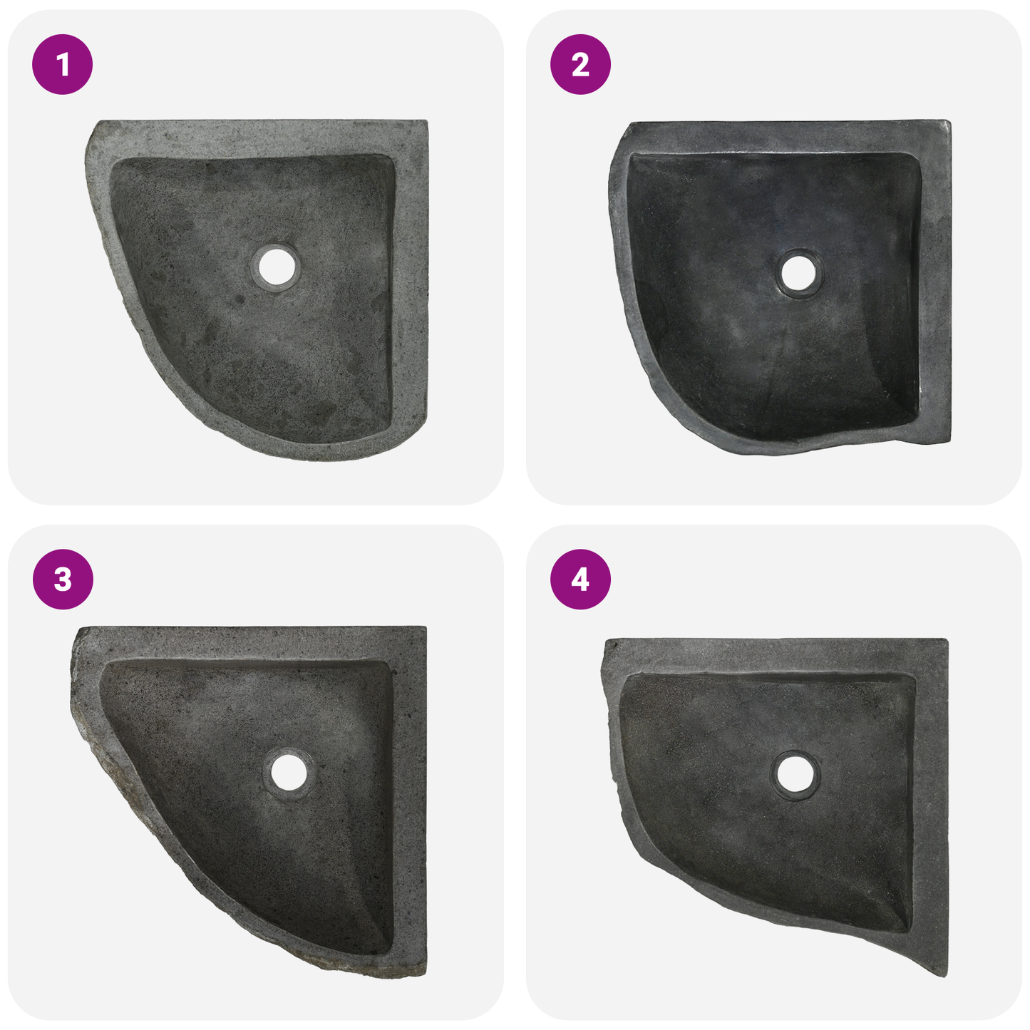 Basin Grey (30-37) x (30-37) x 12 cm River stone