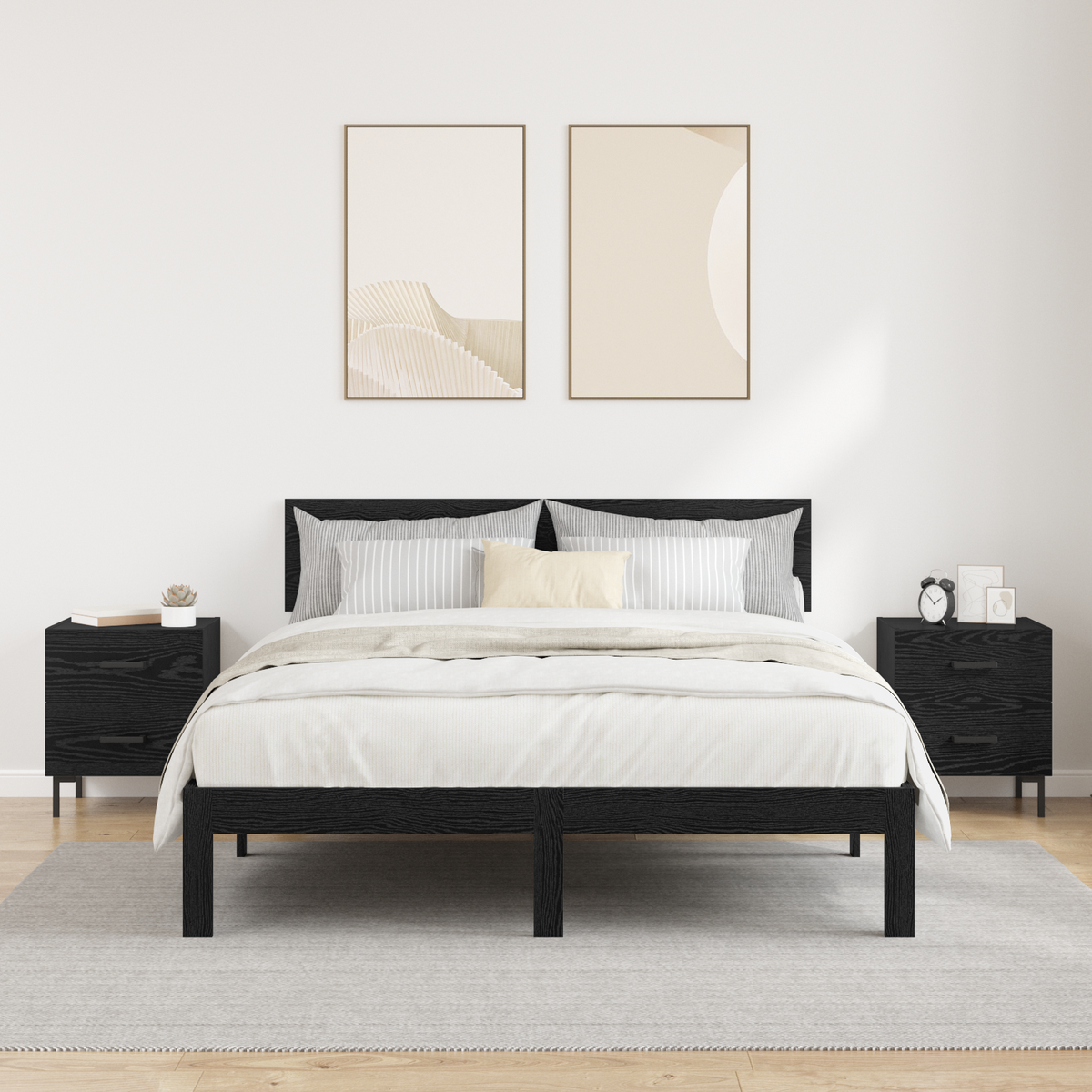 Bedside Cabinet 2 pcs Black Oak 40 x 35 x 47.5 cm