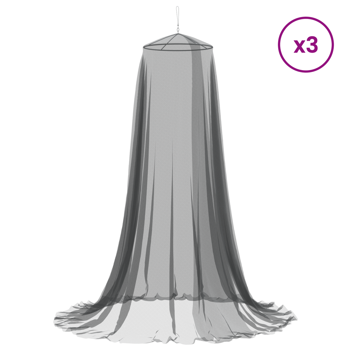 Mosquito Net for Bed 3 pcs 156 mesh Black Ø56 x 220 cm
